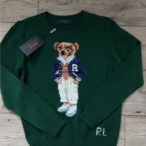 Polo by Ralph Lauren Green Sweater with Bear Design